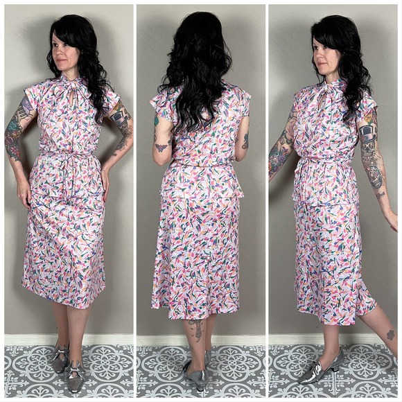 Vintage 1970s Purple Splatter Print 2-Piece Skirt Set - Picture 3 of 7